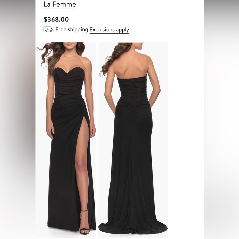 *NEW* Ruched Strapless Gown
La Femme Size8